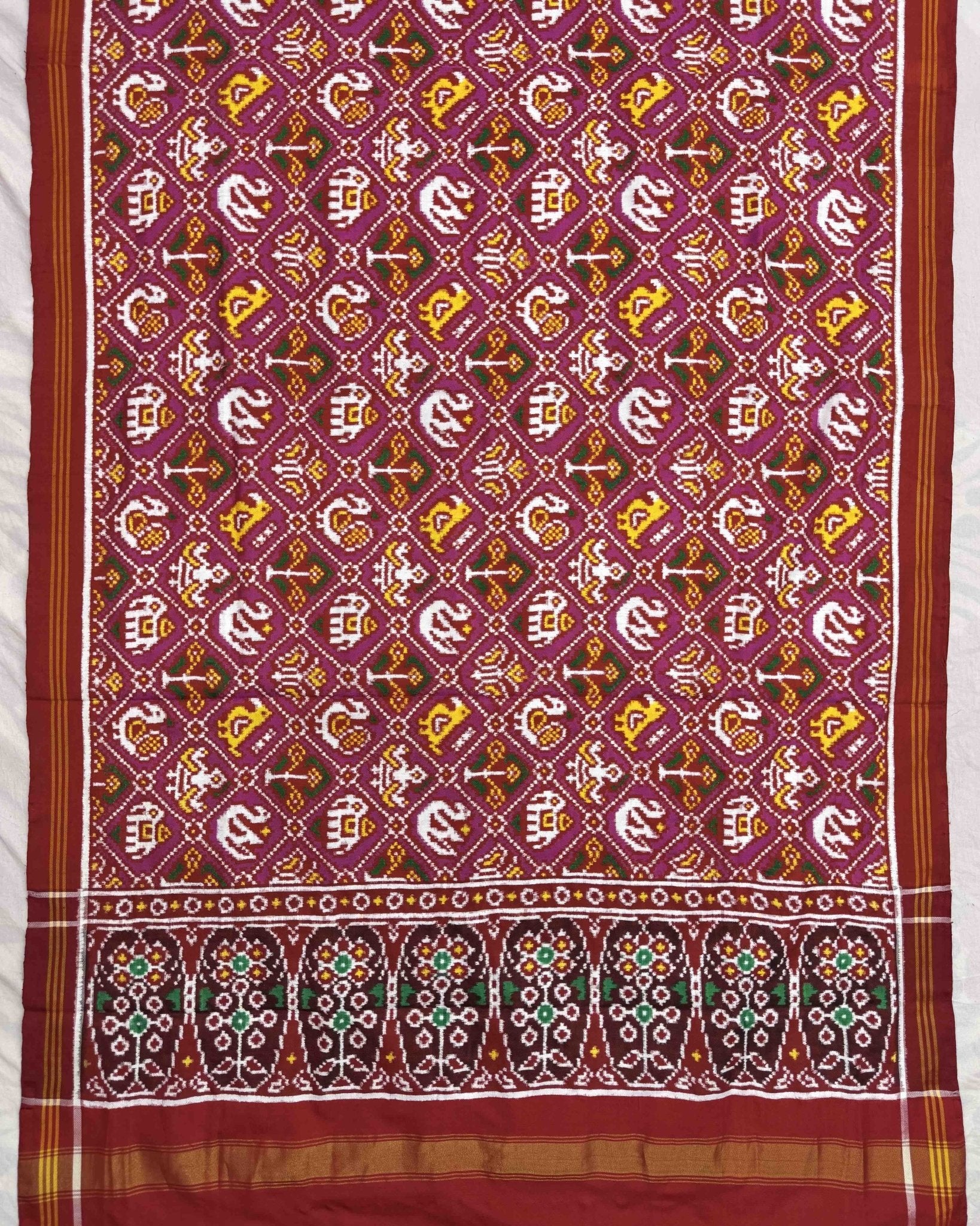 Red & Pink Small Narikunj Patola Dupatta - SindhoiPatolaArt