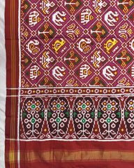 Red & Pink Small Narikunj Patola Dupatta - SindhoiPatolaArt