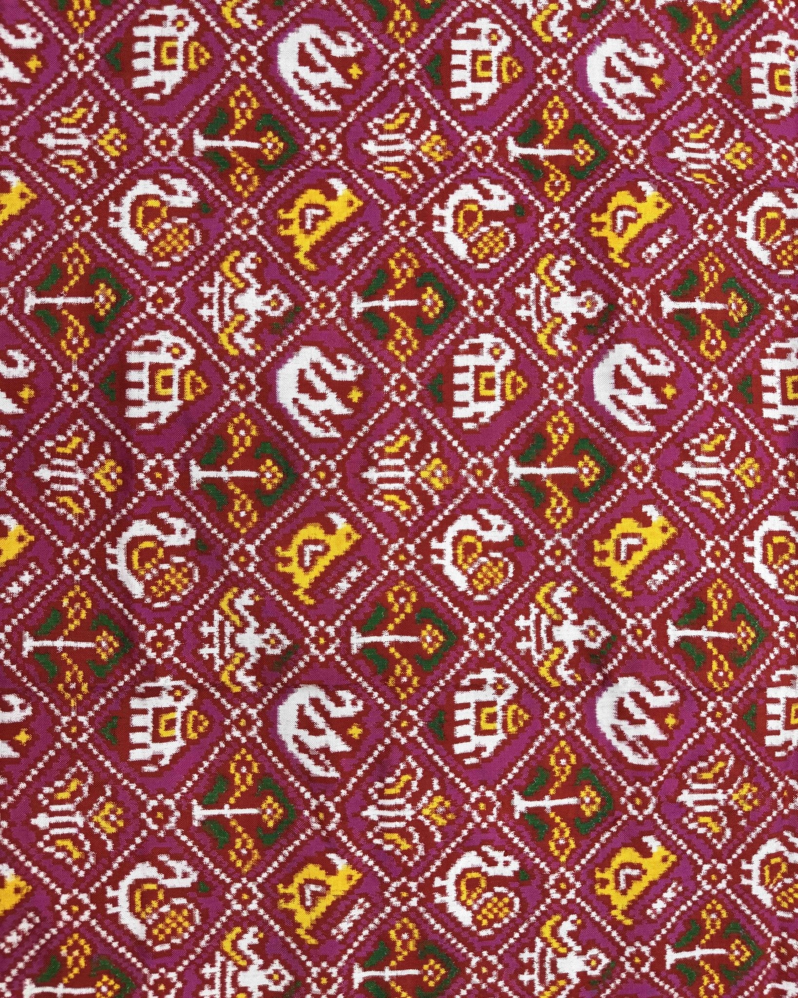 Red & Pink Small Narikunj Patola Dupatta - SindhoiPatolaArt
