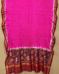 Red & Pink with Narikunj Pallu Bandhani Patola Dupatta - SindhoiPatolaArt