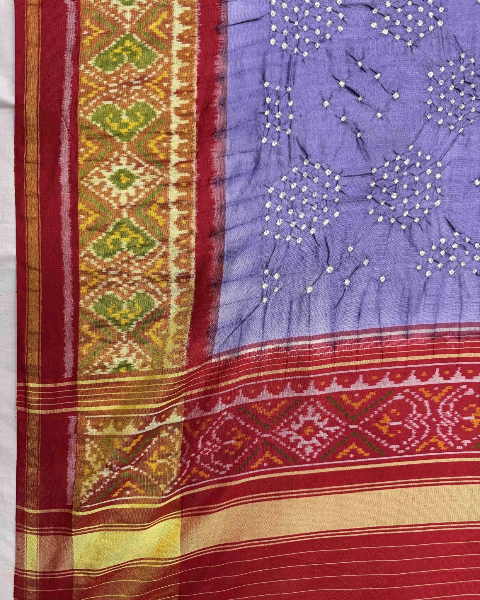 Red & Purple Bandhani Patola Dupatta - SindhoiPatolaArt