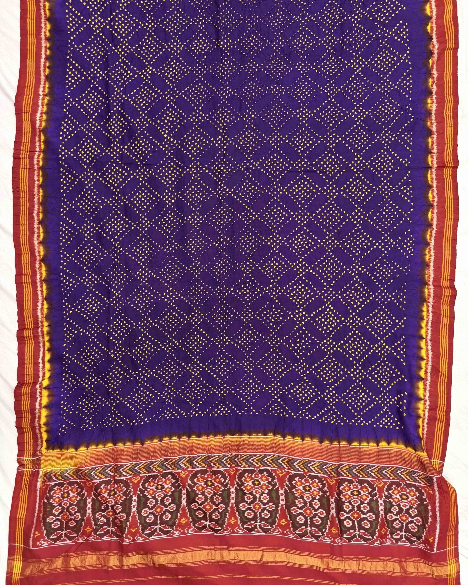 Red & Purple Bandhani Patola Dupatta - SindhoiPatolaArt