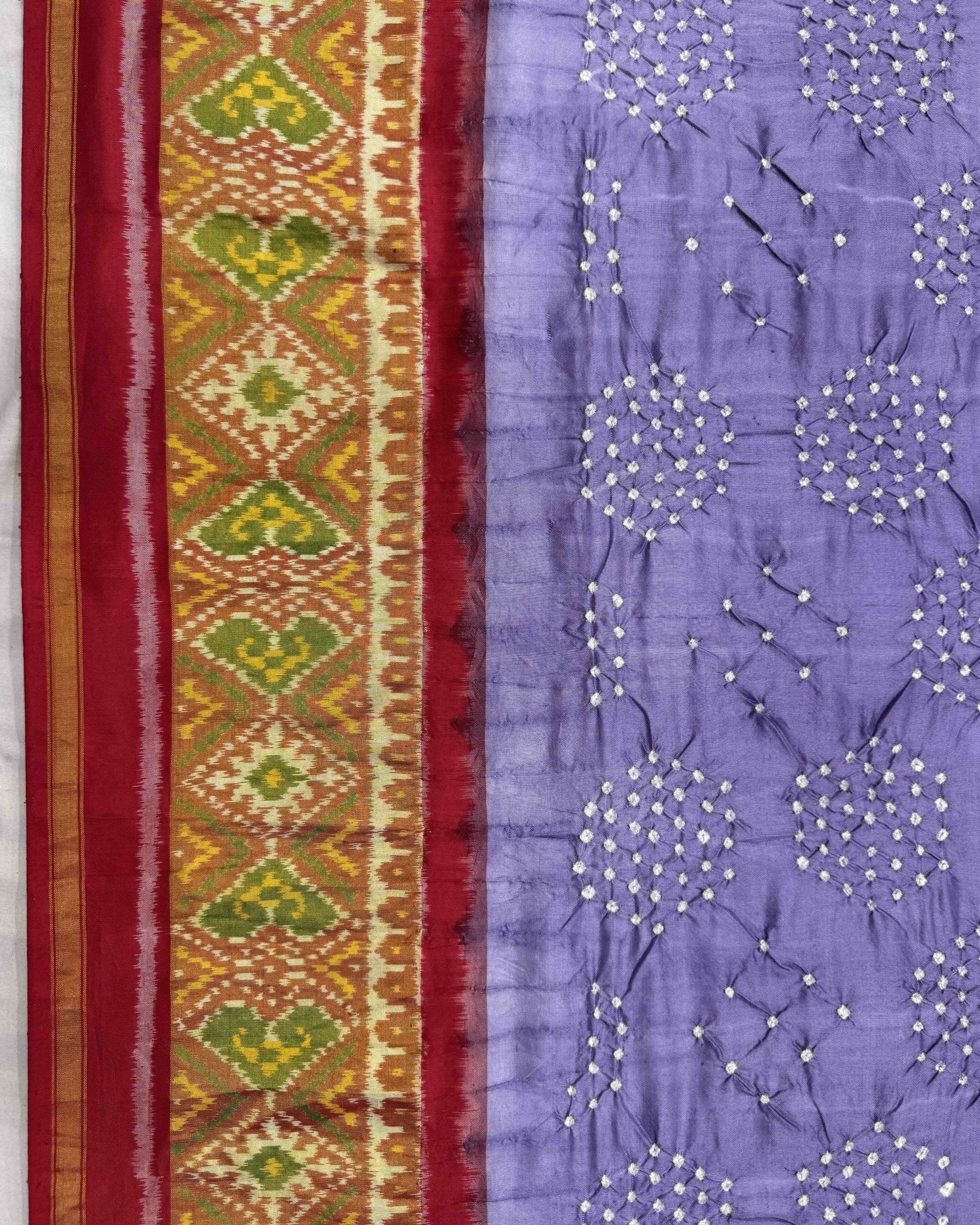 Red & Purple Bandhani Patola Dupatta - SindhoiPatolaArt