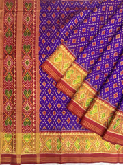 Red & Purple butta design Rajkot Patola Saree - SindhoiPatolaArt