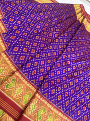 Red & Purple butta design Rajkot Patola Saree - SindhoiPatolaArt