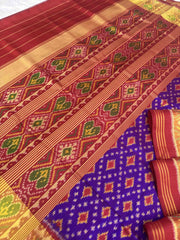 Red & Purple butta design Rajkot Patola Saree - SindhoiPatolaArt