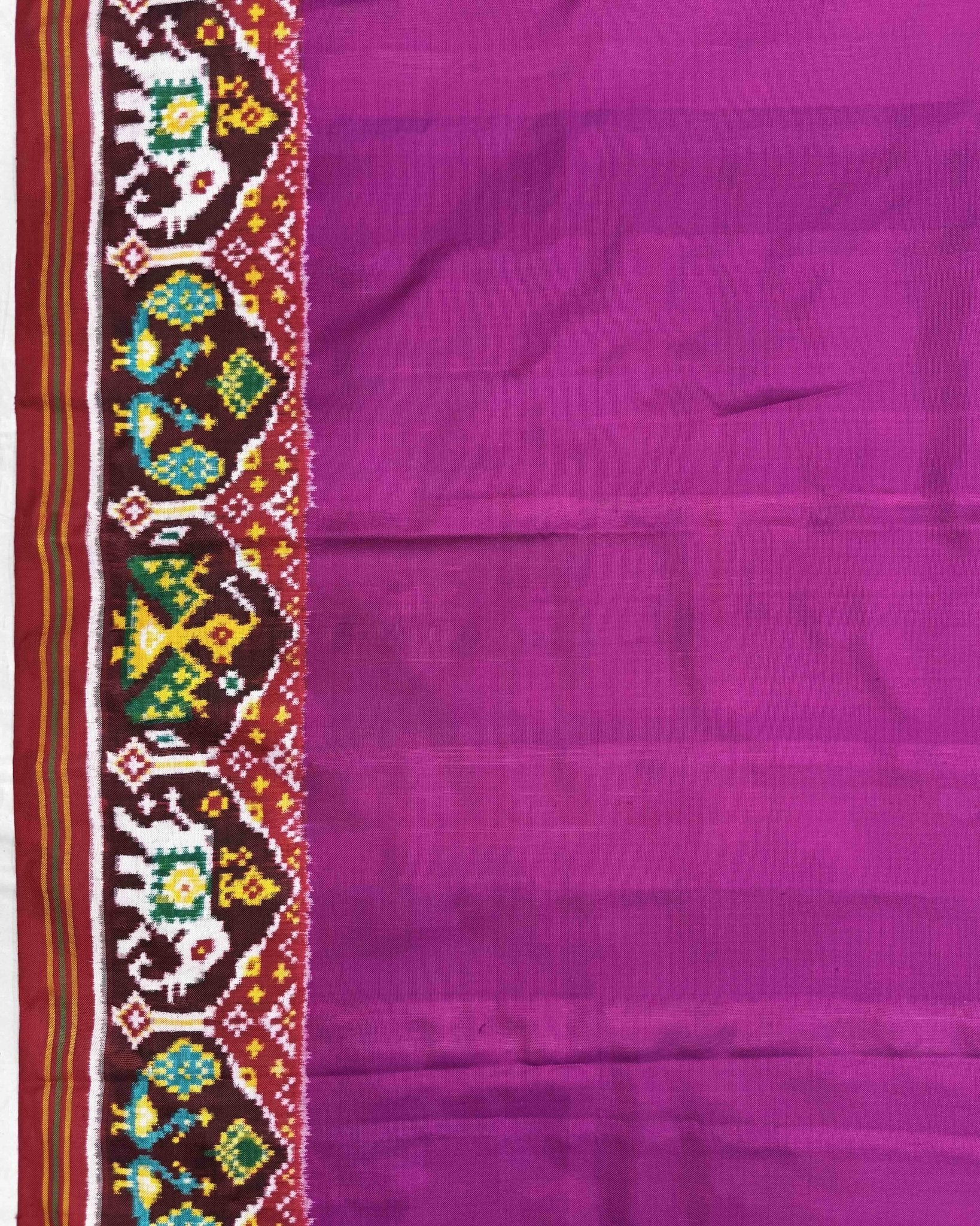 Red & Purple Plain Double Ikat Patola Saree - SindhoiPatolaArt