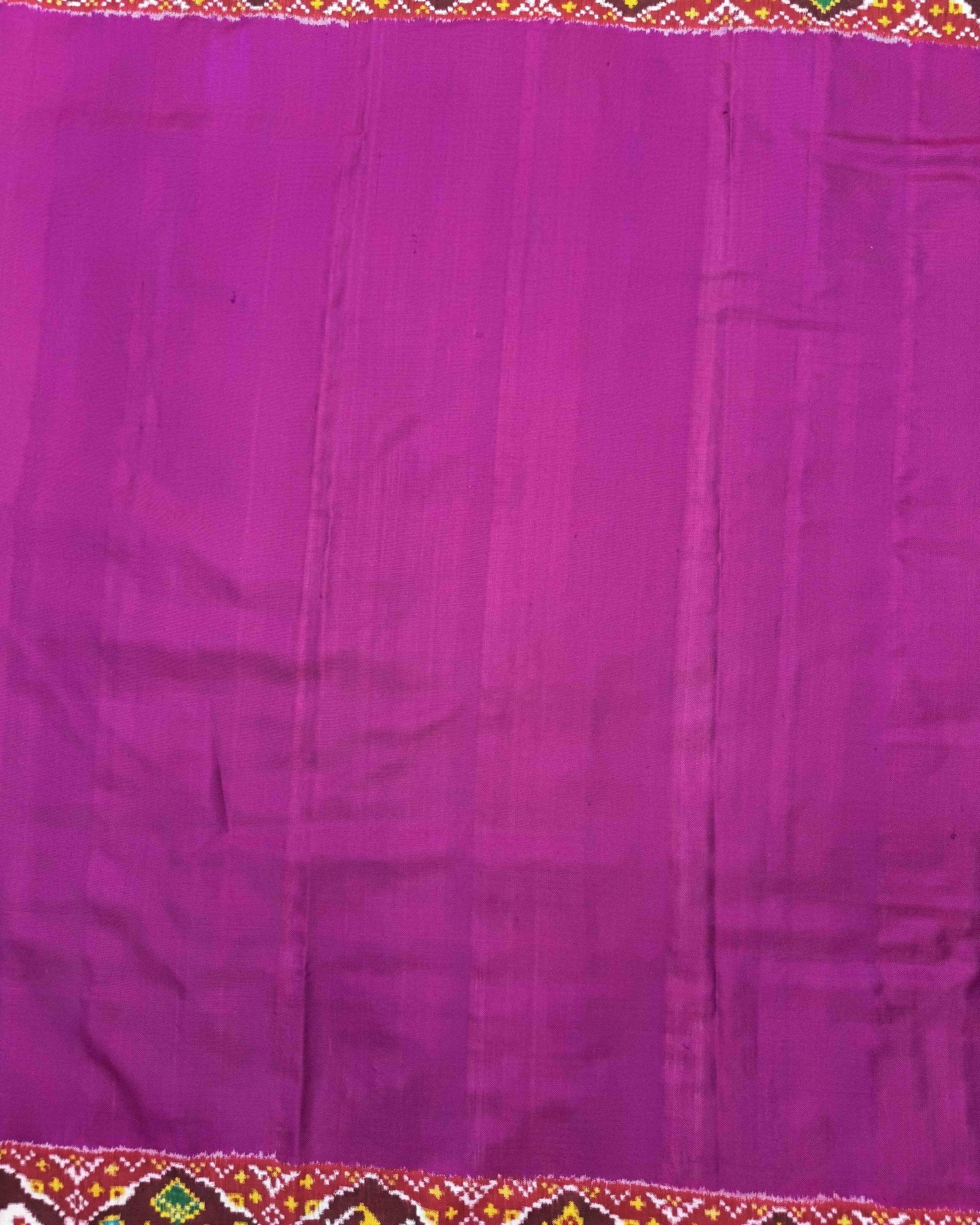 Red & Purple Plain Double Ikat Patola Saree - SindhoiPatolaArt