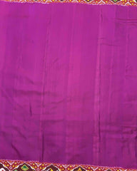 Red & Purple Plain Double Ikat Patola Saree - SindhoiPatolaArt
