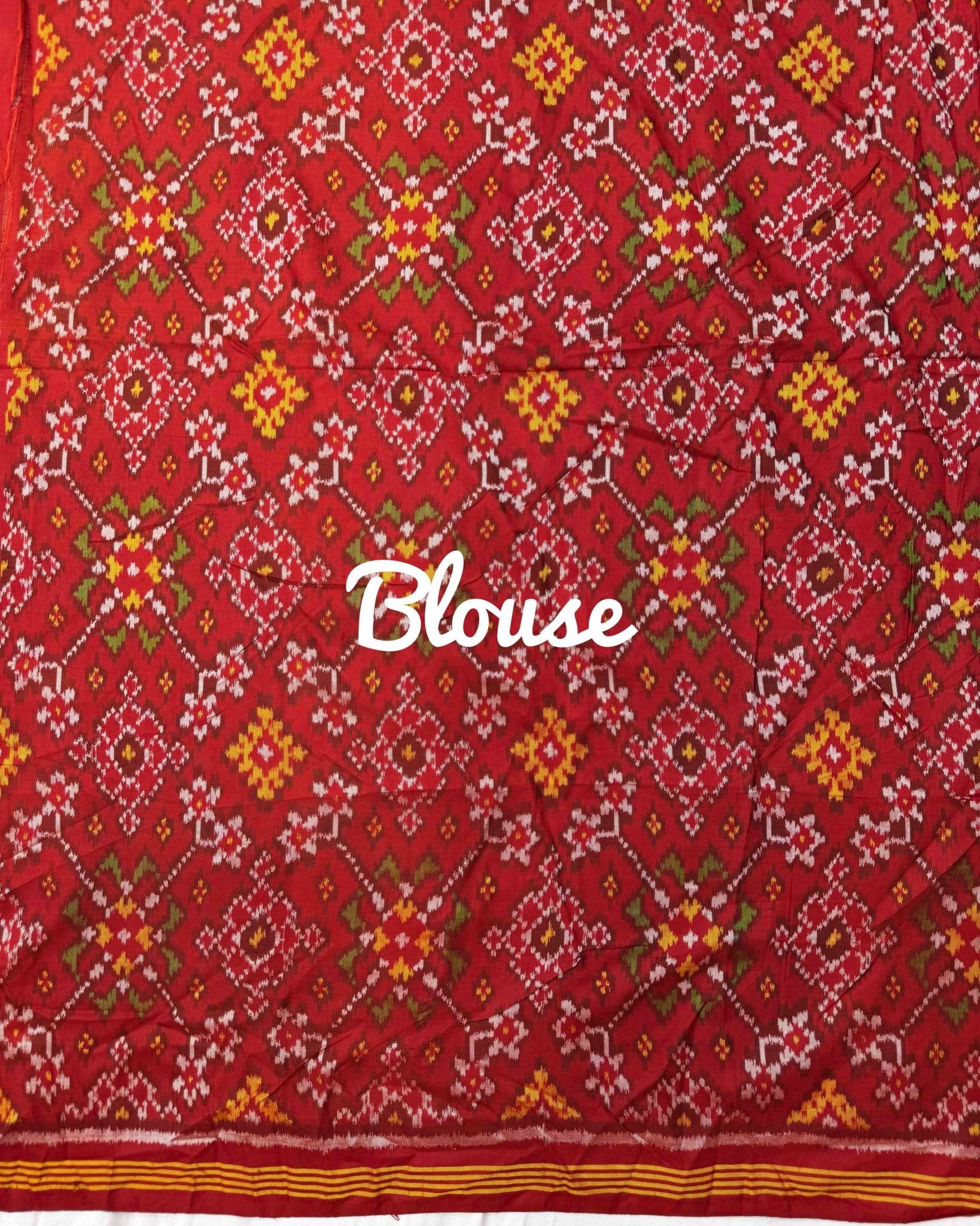 Red & Purple Semi Double Ikat Bandhani Patola Saree - SindhoiPatolaArt