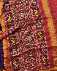 Red & Purple Semi Double Ikat Bandhani Patola Saree - SindhoiPatolaArt
