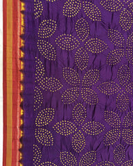 Red & Purple Semi Double Ikat Bandhani Patola Saree - SindhoiPatolaArt