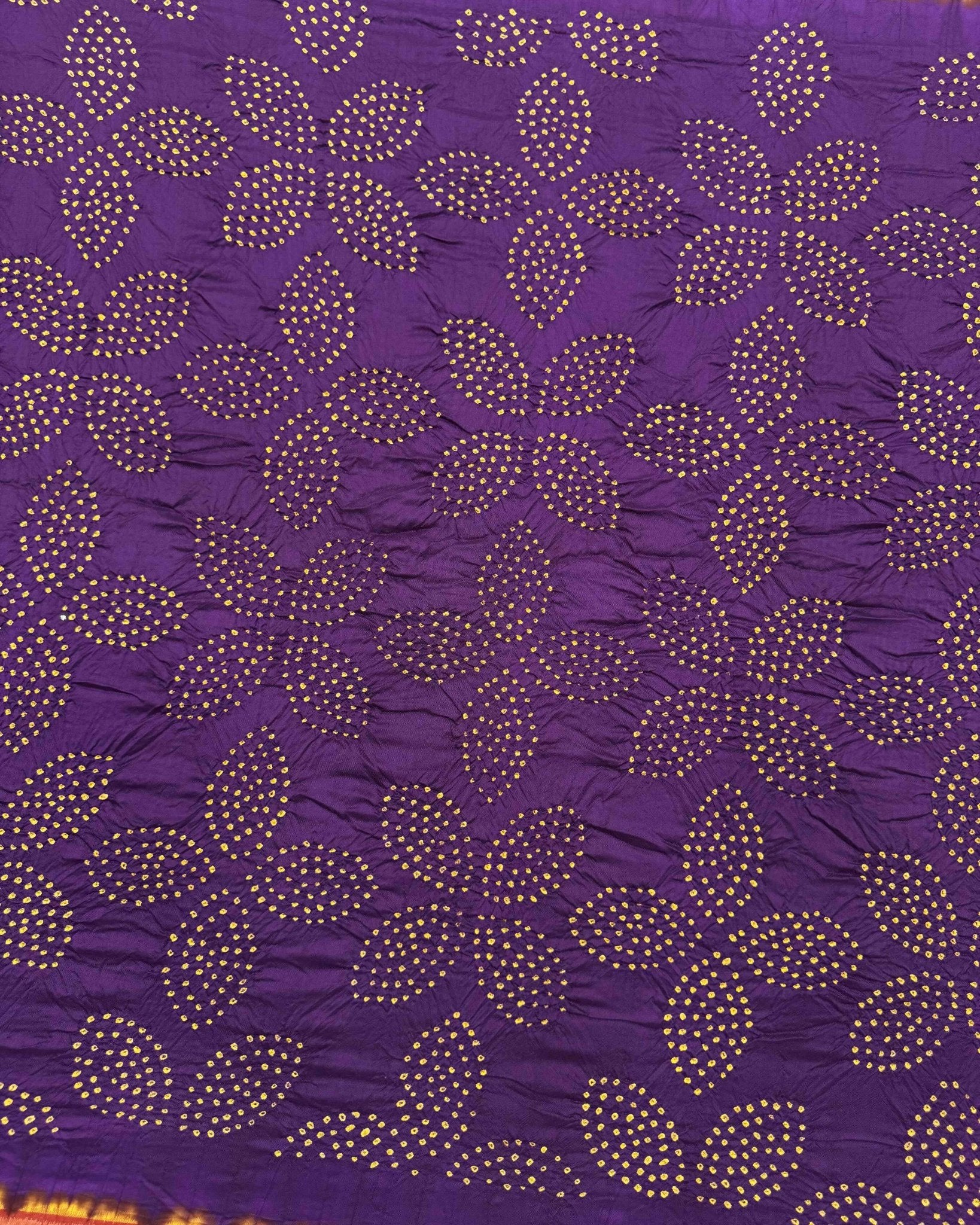 Red & Purple Semi Double Ikat Bandhani Patola Saree - SindhoiPatolaArt