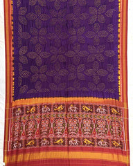 Red & Purple Semi Double Ikat Bandhani Patola Saree - SindhoiPatolaArt