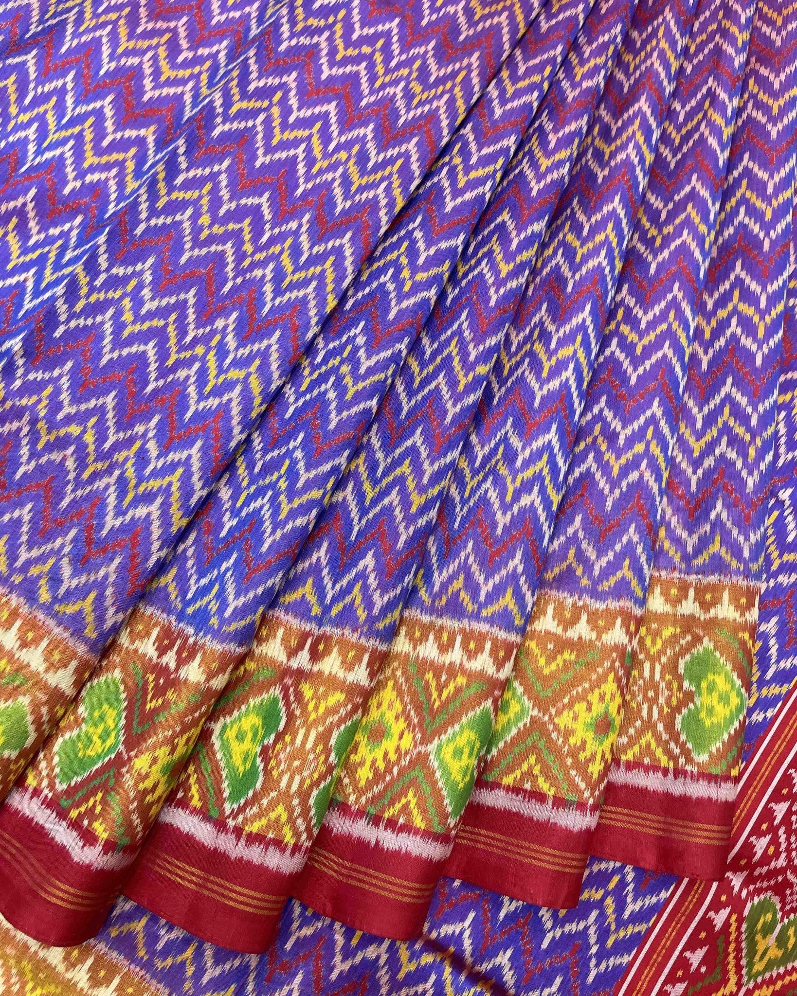 Red & Purple Zigzag Patola Saree - SindhoiPatolaArt