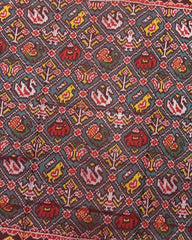 Red & Rama Green Narikunj Semi Double Ikat Patola Saree - SindhoiPatolaArt