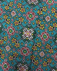 Red & Rama Green Navratan Semi Double Ikat Patola Saree - SindhoiPatolaArt