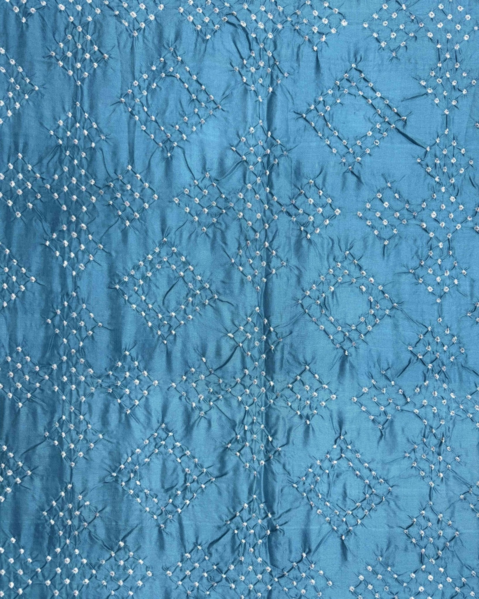 Red & Rama Sky Blue Bandhani Patola Dupatta - SindhoiPatolaArt