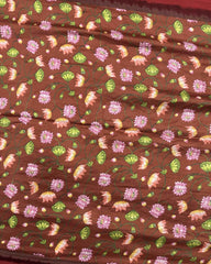 Red & Redish Brown Flower Pichhwai Bandhani Saree - SindhoiPatolaArt