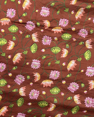 Red & Redish Brown Flower Pichhwai Bandhani Saree - SindhoiPatolaArt