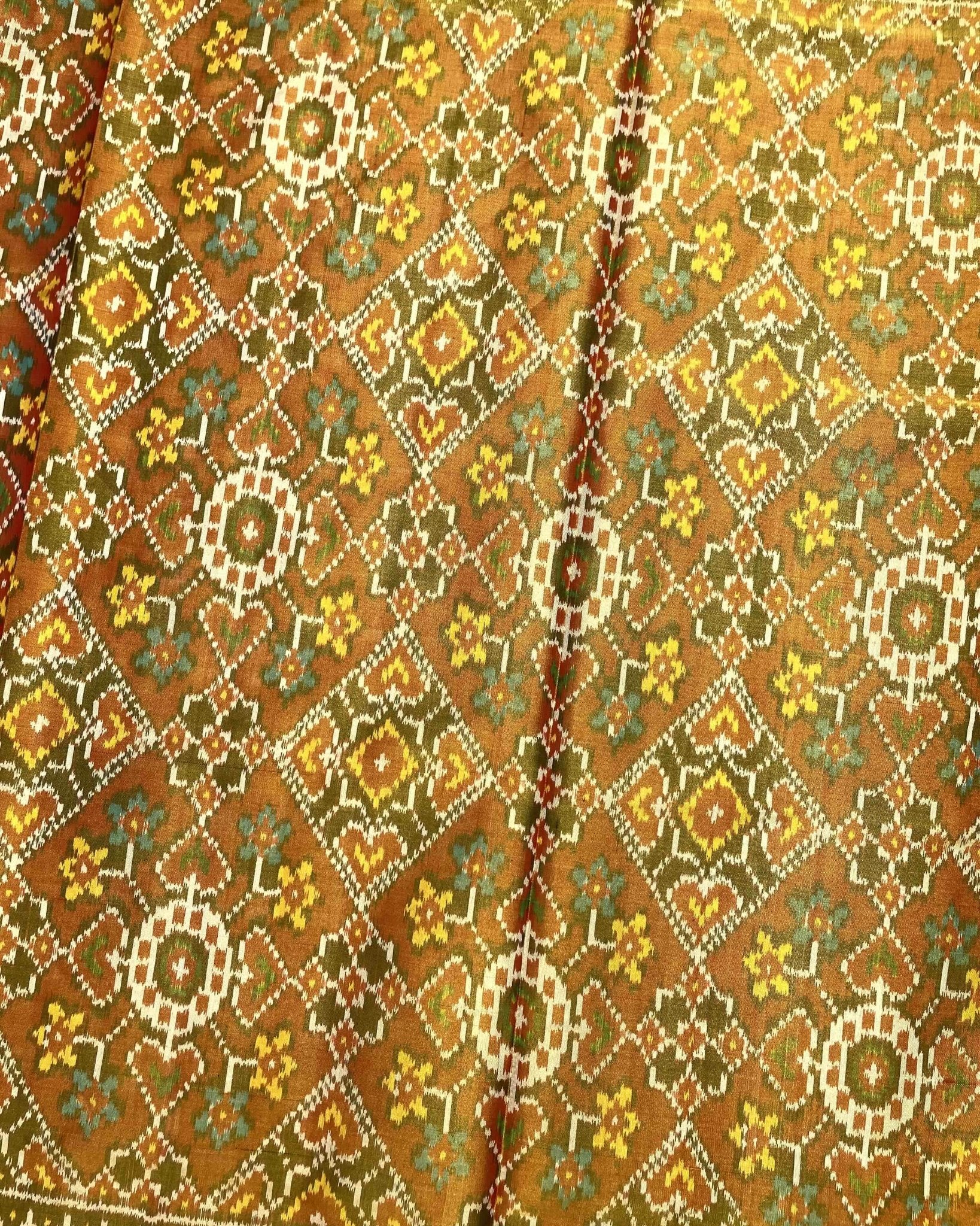Red & Rust Navratan Tissue Patola Saree - SindhoiPatolaArt