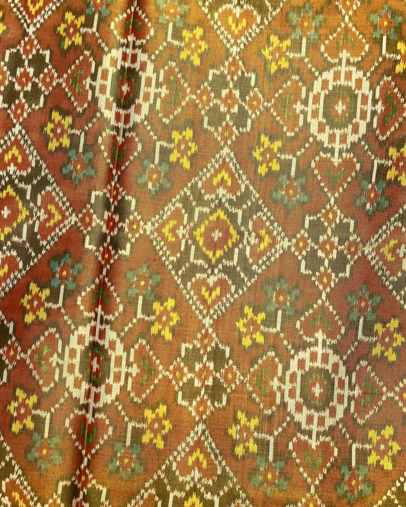 Red & Rust Navratan Tissue Patola Saree - SindhoiPatolaArt