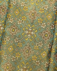 Red & Sea Green Navratan Tissue Patola Saree - SindhoiPatolaArt