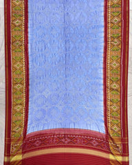 Red & Sky Blue Bandhani Patola Dupatta - SindhoiPatolaArt