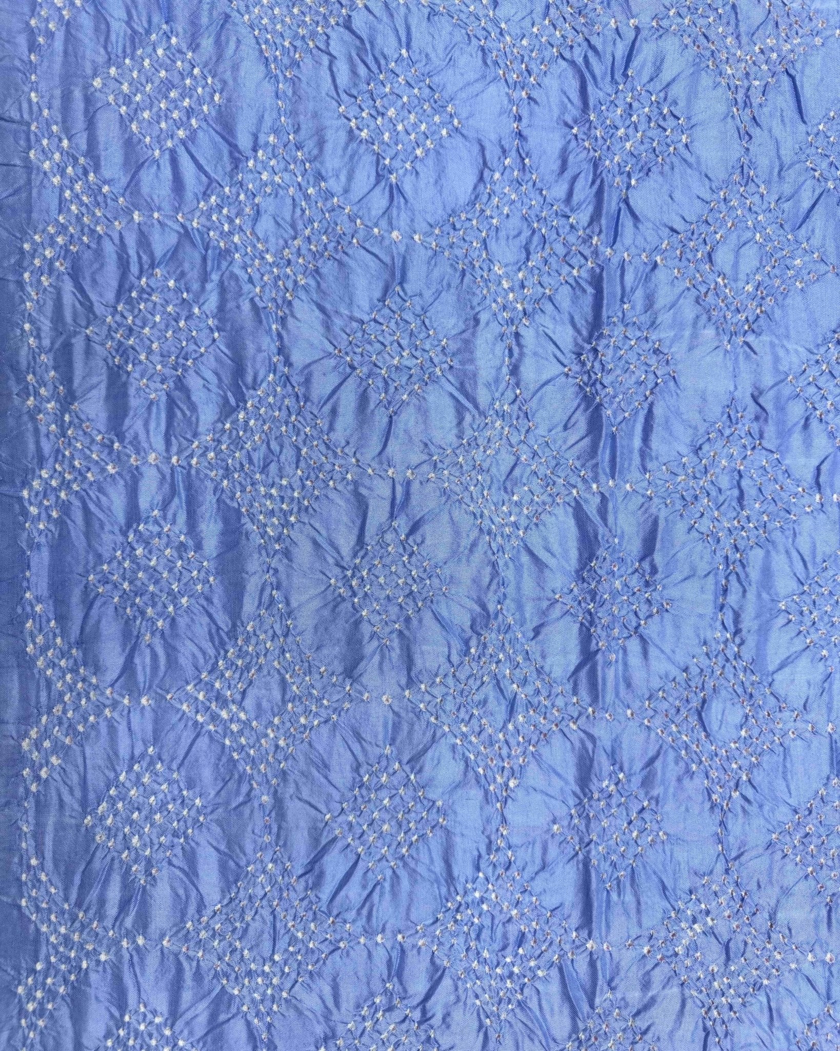 Red & Sky Blue Bandhani Patola Dupatta - SindhoiPatolaArt