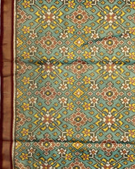 Red & Sky Blue Navratan Tissue Patola Saree - SindhoiPatolaArt