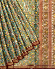 Red & Sky Blue Navratan Tissue Patola Saree - SindhoiPatolaArt