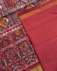 Red Small Figure Narikunj Semi Double Patola Saree - SindhoiPatolaArt