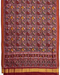 Red Small Figure Narikunj Semi Double Patola Saree - SindhoiPatolaArt
