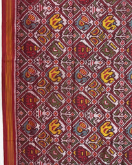 Red Small Figure Narikunj Semi Double Patola Saree - SindhoiPatolaArt
