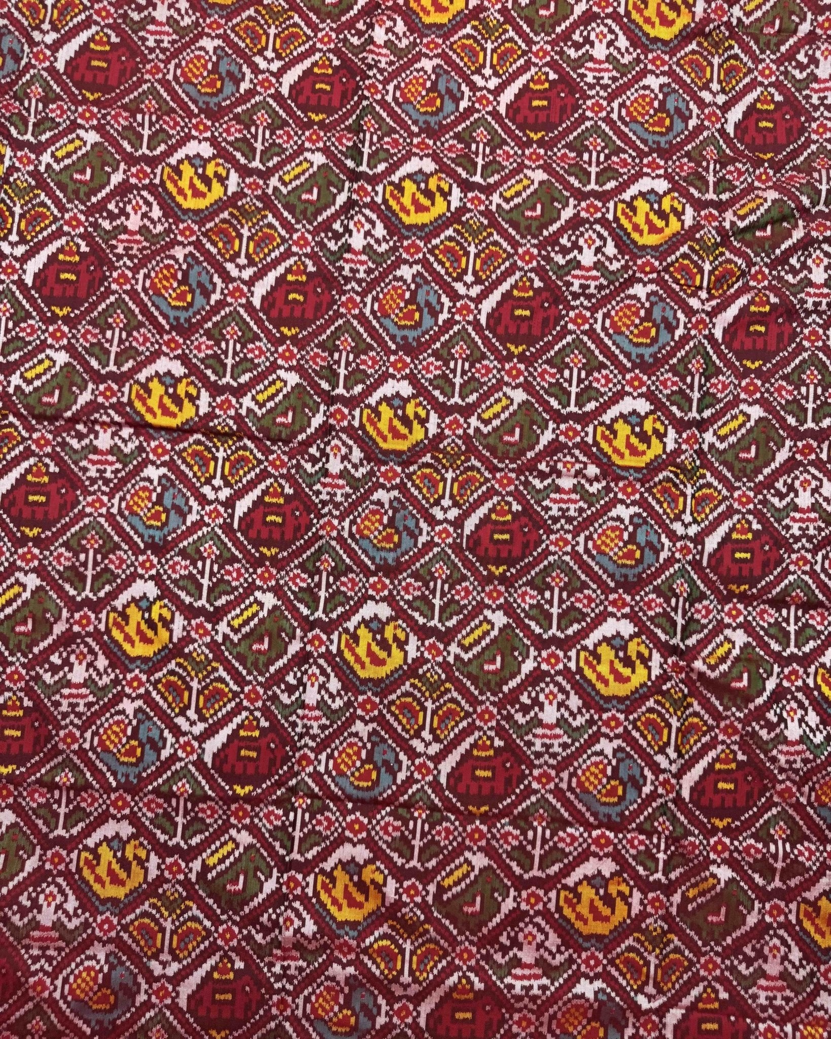 Red Small Figure Narikunj Semi Double Patola Saree - SindhoiPatolaArt