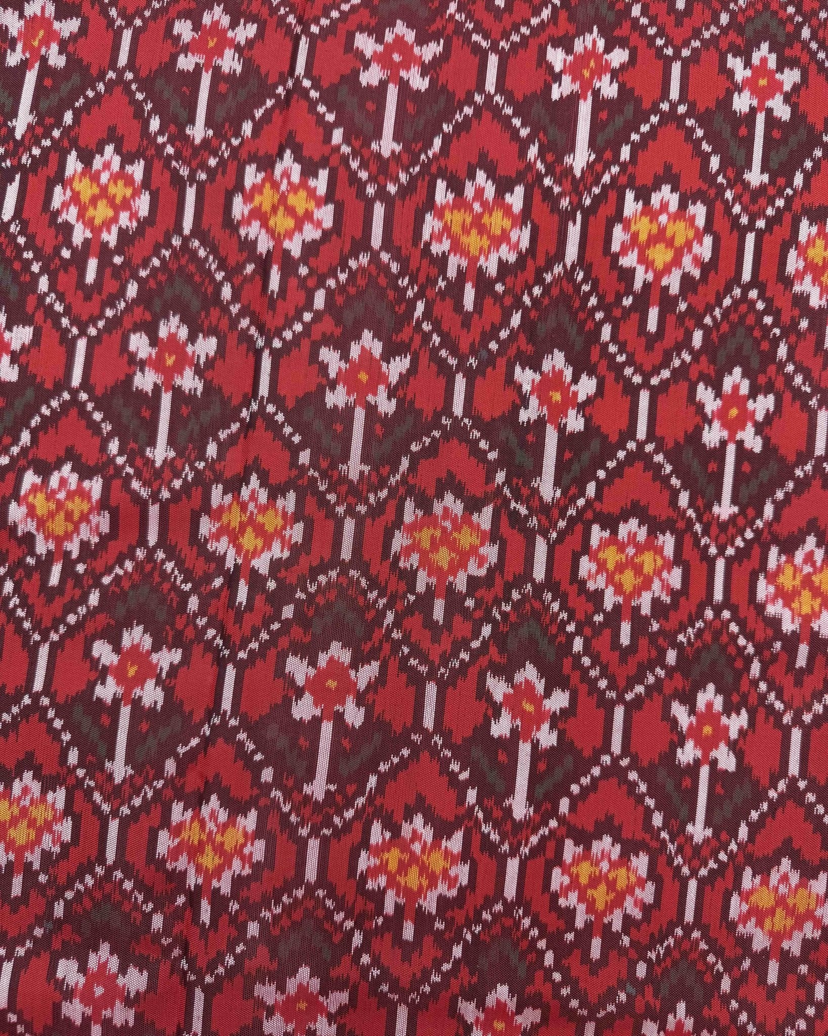 Red Small Flower Semi Double Ikat Patola Saree - SindhoiPatolaArt