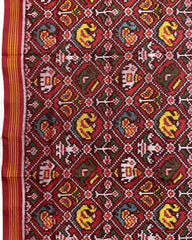Red Small Narikunj Patola Dupatta - SindhoiPatolaArt