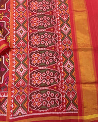 Red Star Narikunj Designer Patola Saree - SindhoiPatolaArt