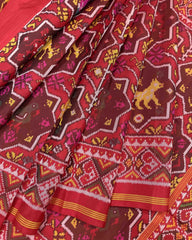 Red Star Narikunj Designer Patola Saree - SindhoiPatolaArt