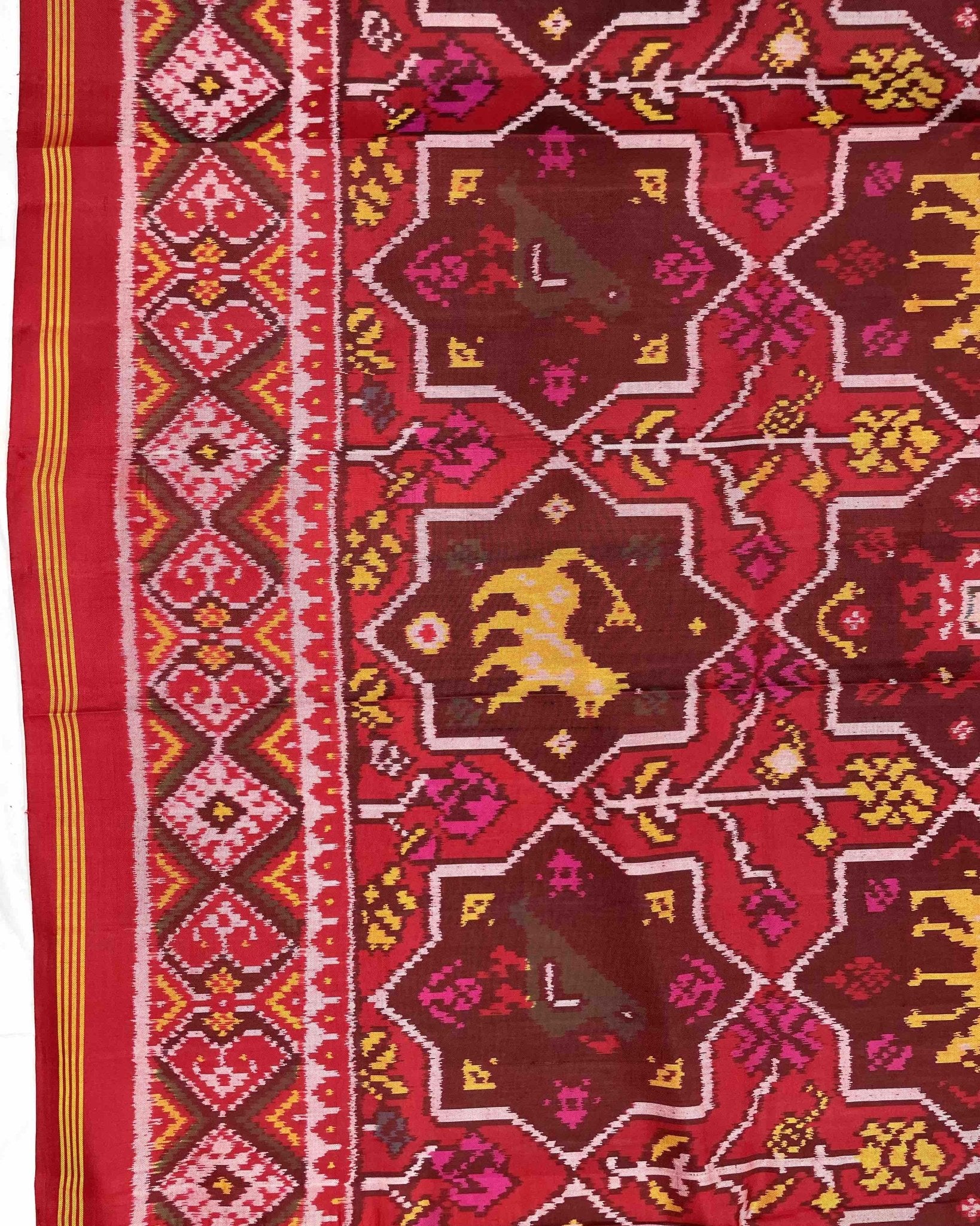 Red Star Narikunj Designer Patola Saree - SindhoiPatolaArt