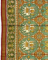 Red & Turquoise Big Figure Narikunj Tissue Patola Saree - SindhoiPatolaArt