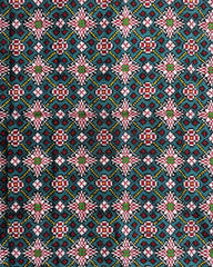 Red & Turquoise Buttonful Panchanda Mix Double Ikat Patola Dupatta - SindhoiPatolaArt