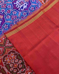 Red & Turquoise Elephant Manekchowk Designer Patola Saree - SindhoiPatolaArt