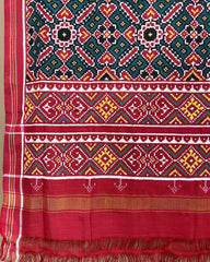 Red & Turquoise Manekchowk Patola Dupatta - SindhoiPatolaArt