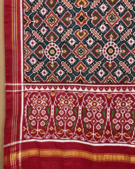 Red & Turquoise Manekchowk Patola Dupatta - SindhoiPatolaArt