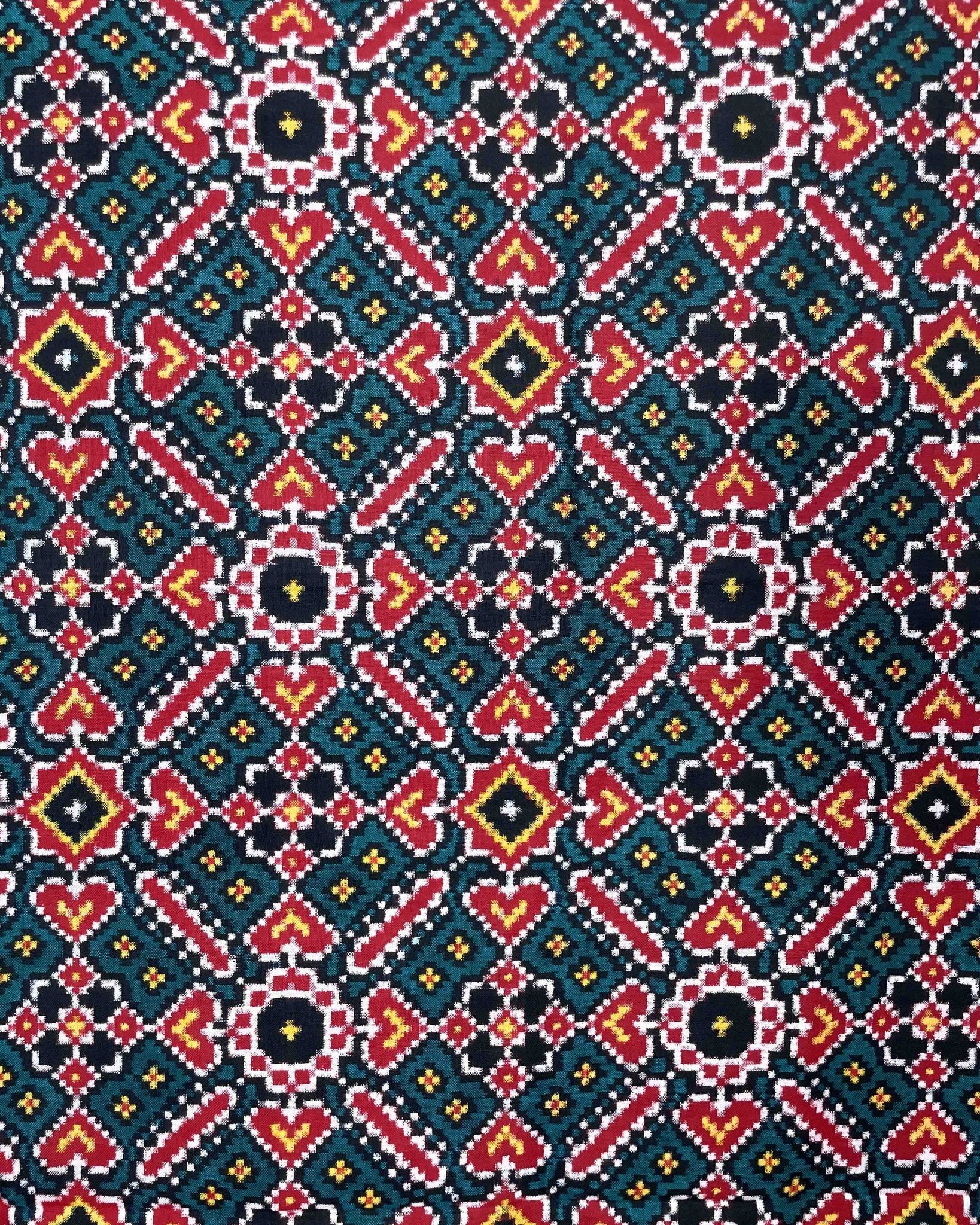 Red & Turquoise Manekchowk Patola Dupatta - SindhoiPatolaArt