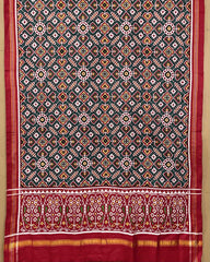 Red & Turquoise Manekchowk Patola Dupatta - SindhoiPatolaArt