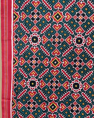 Red & Turquoise Manekchowk Patola Dupatta - SindhoiPatolaArt