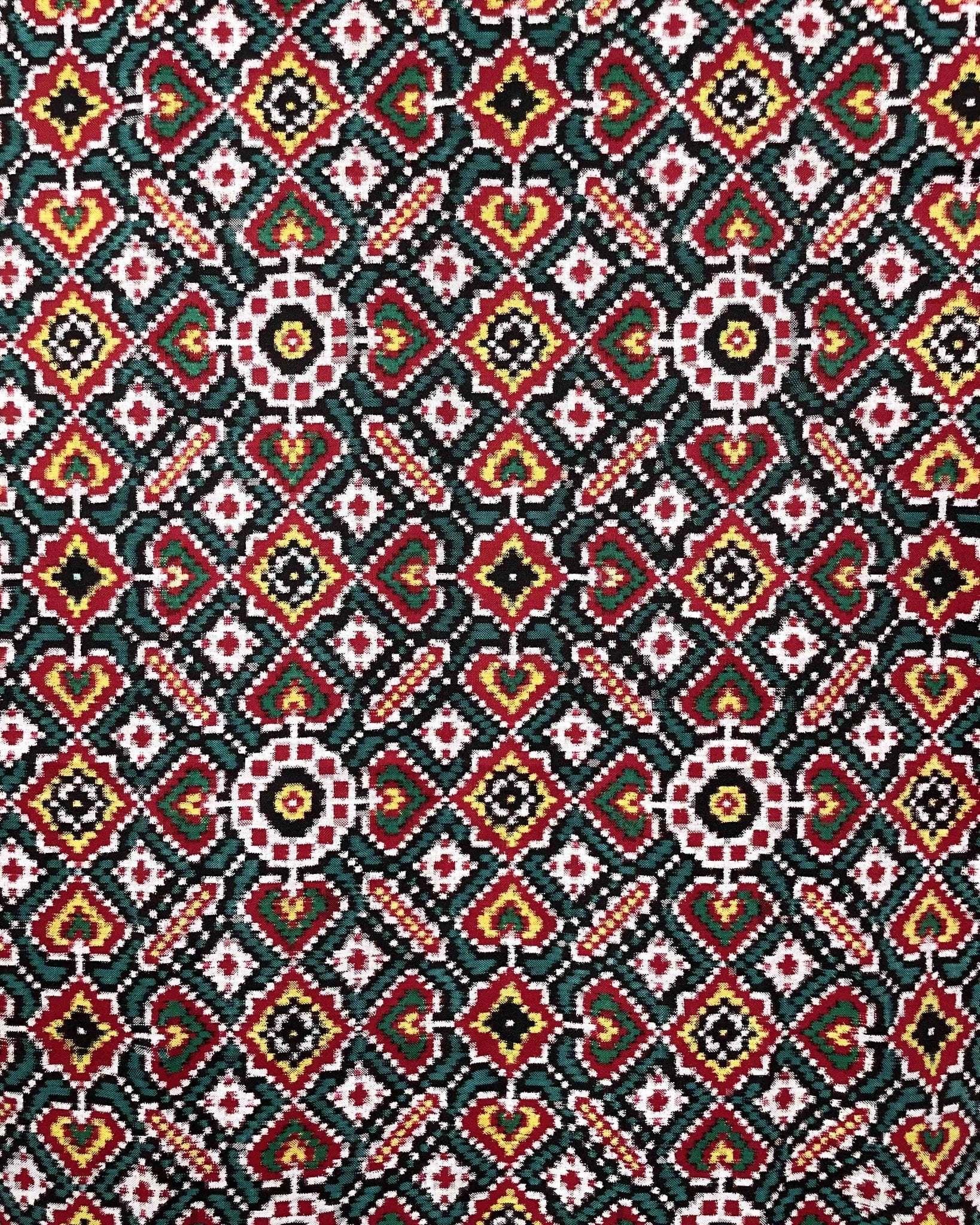 Red & Turquoise Manekchowk Patola Dupatta - SindhoiPatolaArt