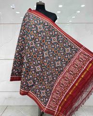Red & Turquoise Manekchowk Patola Dupatta - SindhoiPatolaArt